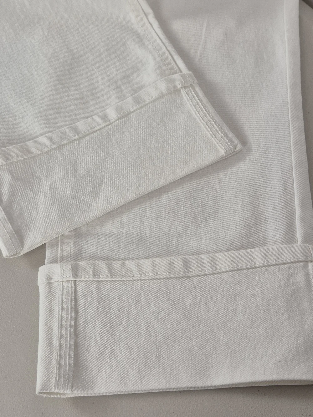 Frye Ivory White Denim High-Rise Cuffed Crop Plus Size Jeans - Size 14/32